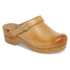 Dansko Ingrid Clog Honey Distressed Leather Comfort Mule Womens 40 EU 9.5 10